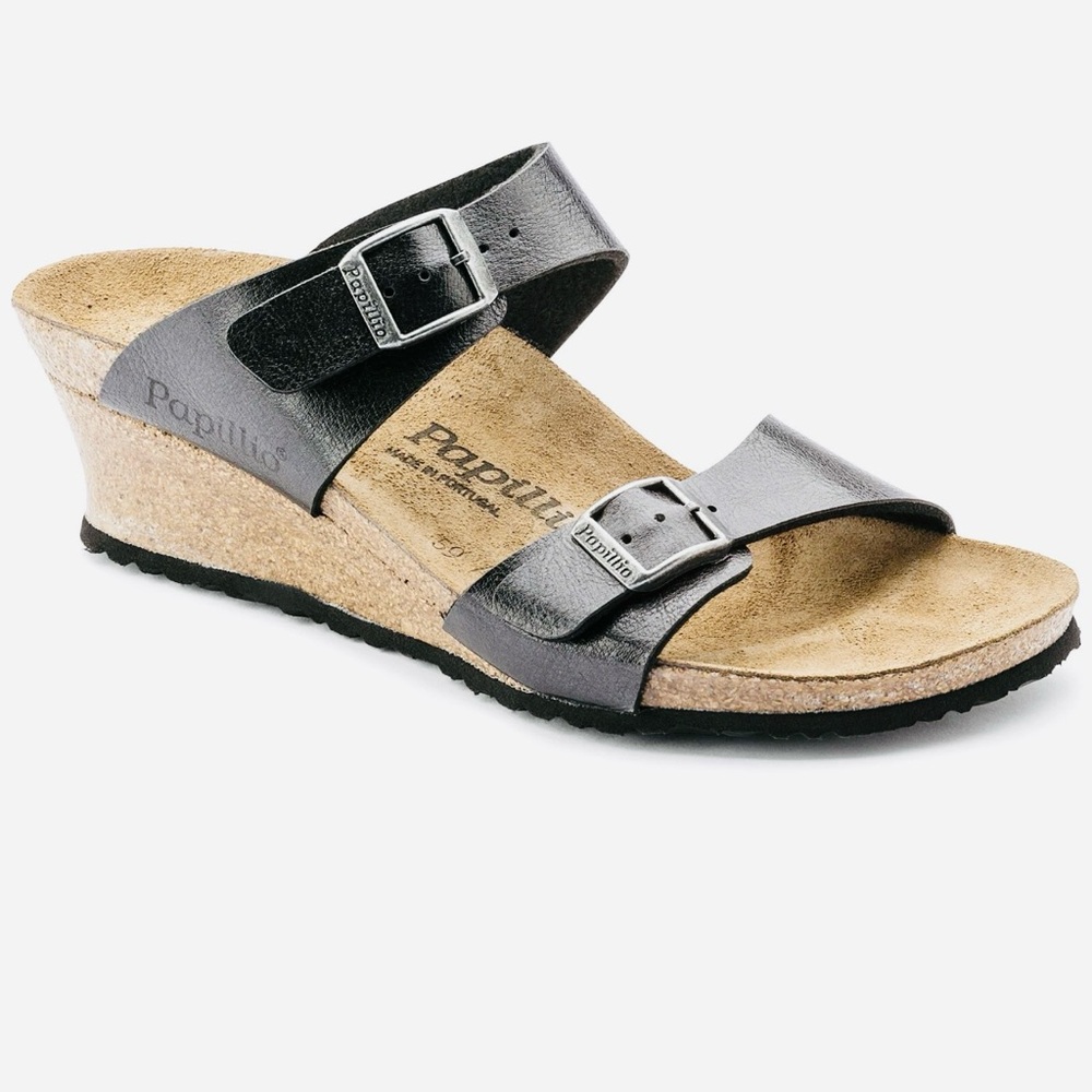 Papillio Black Wedge Shoes with Adjustable Straps